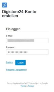 Digistore24 - Login Accountdaten eintragen